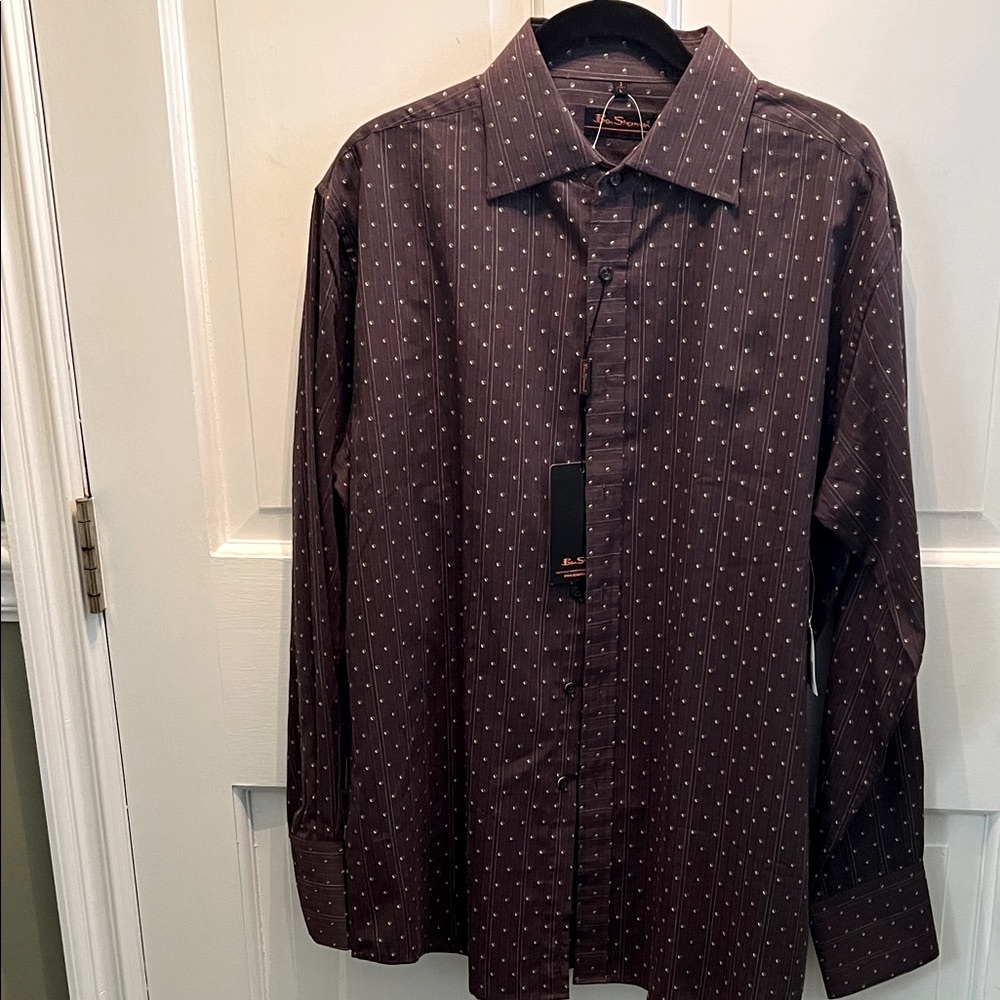 Ben Sherman Dark Brown Dress Shirt with Pattern